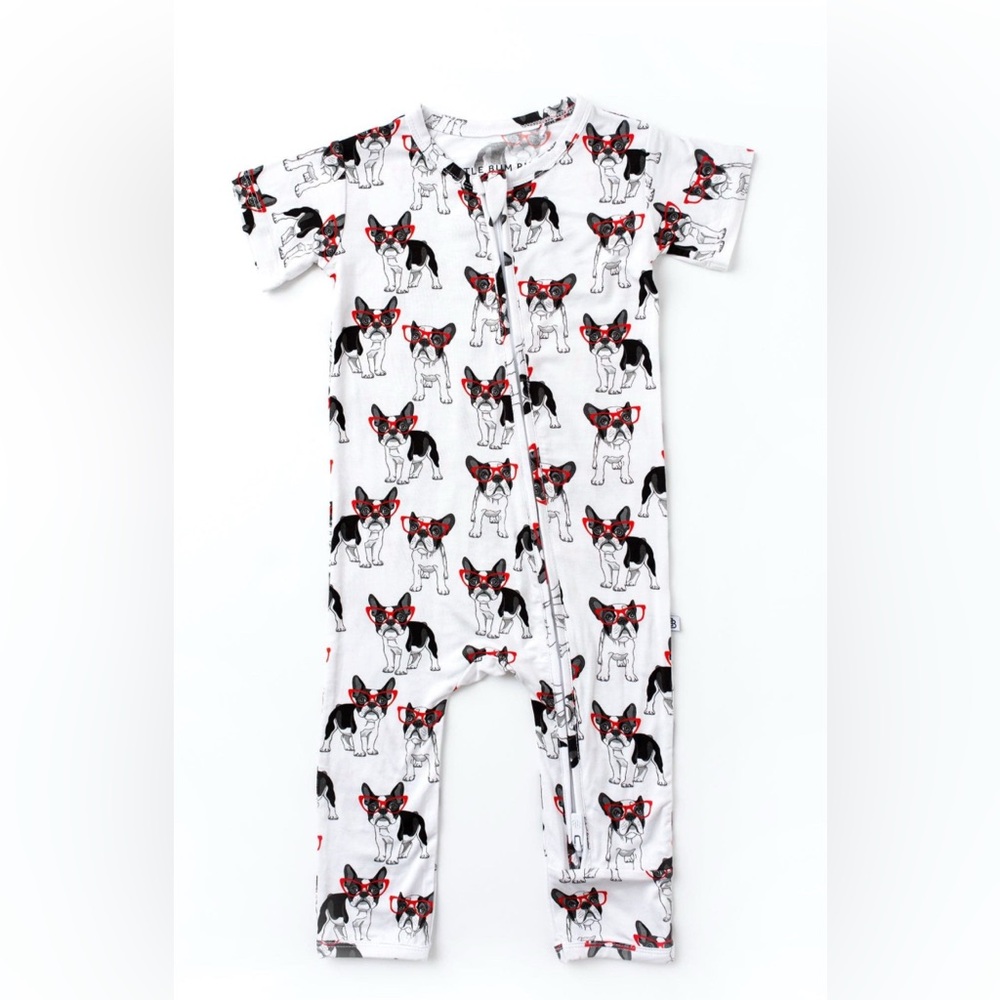 Little Bum Bum Bums & Roses Pardon My Frenchie Bamboo Short Sleeve Romper 18-24m